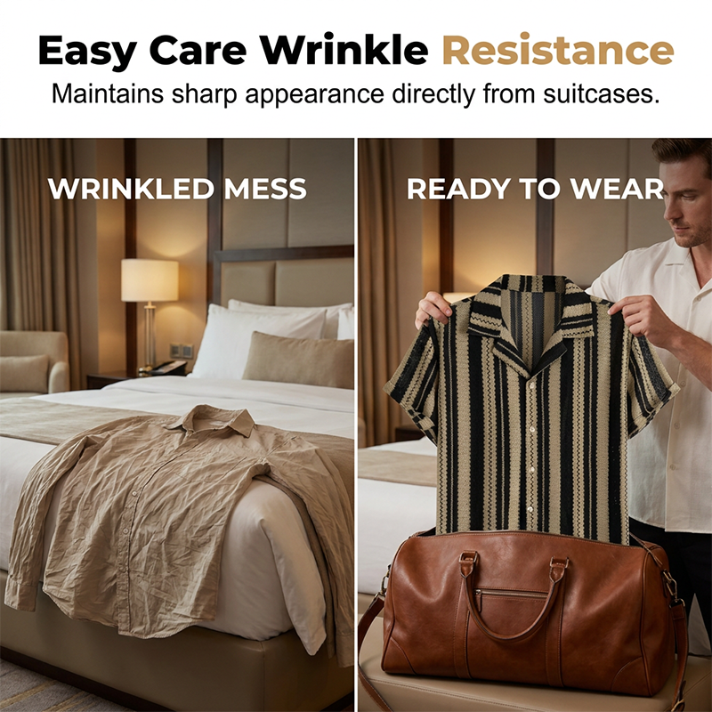 👕 60% RABATT JETZT! 🌊 Herren Wavy Stripe Kubanisches Kragen-Hemd – Atmungsaktive Textur & entspannte Passform – Retro Sommerstil – perfekt für Strand, Urlaub oder heiße Tage 🌴