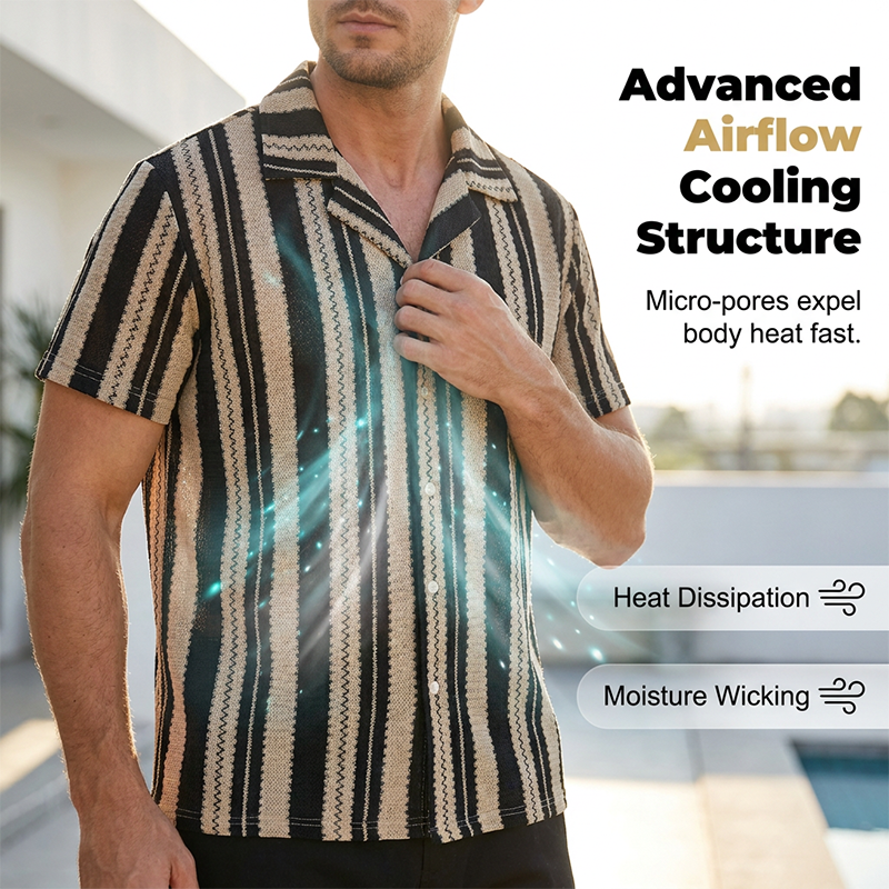 👕 60% RABATT JETZT! 🌊 Herren Wavy Stripe Kubanisches Kragen-Hemd – Atmungsaktive Textur & entspannte Passform – Retro Sommerstil – perfekt für Strand, Urlaub oder heiße Tage 🌴