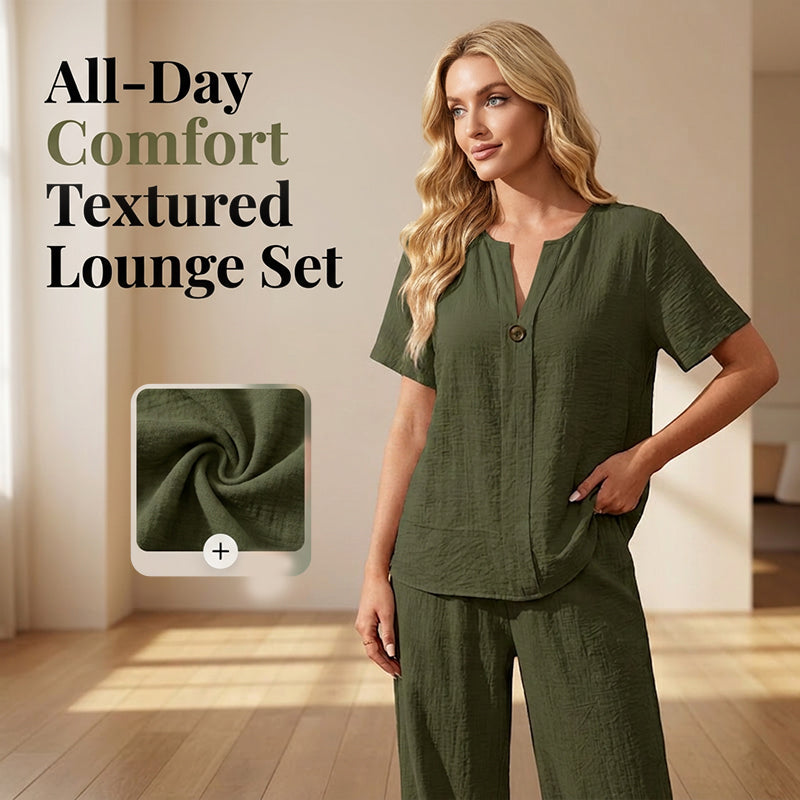 👗 60% RABATT! 🌿 Damen 2-teiliges Freizeit-Set – Texturiertes Lounge Outfit & atmungsaktiv – Perfekt für Alltag, Freizeit oder Homeoffice – bequemer, stilvoller 2-in-1 Look für den ganzen Tag ✨