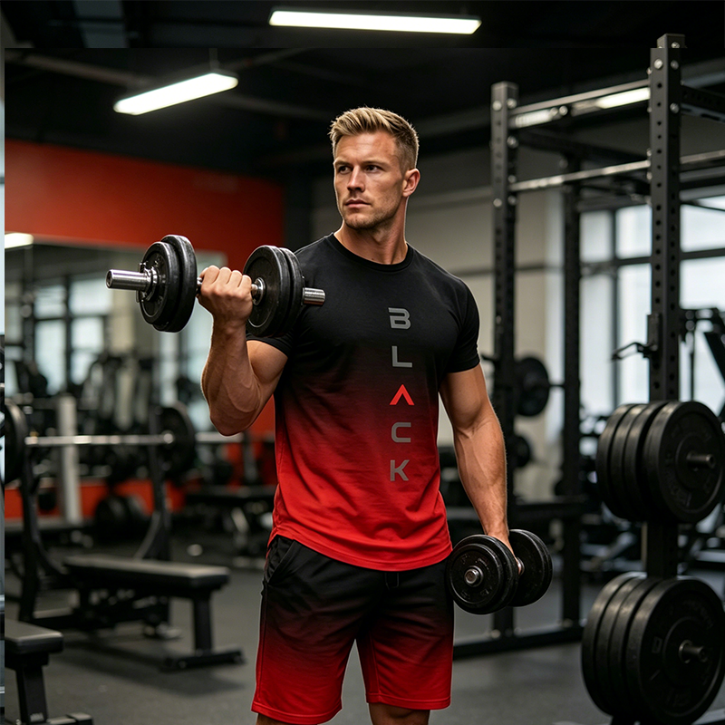 👕🩳 Nur noch heute 50% Rabatt! ✨ Herren Gradient T-Shirt & Shorts Set | Stylisches Sport & Freizeit Outfit, bequem & atmungsaktiv für jeden Tag