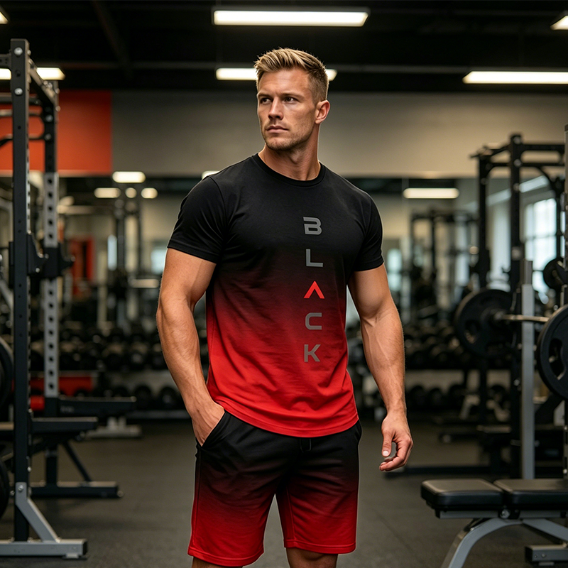 👕🩳 Nur noch heute 50% Rabatt! ✨ Herren Gradient T-Shirt & Shorts Set | Stylisches Sport & Freizeit Outfit, bequem & atmungsaktiv für jeden Tag