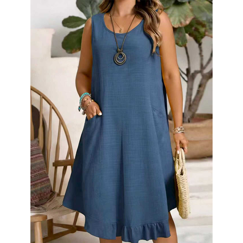 👗 Damen lässiges ärmelloses Rüschenkleid – luftig, feminin & vielseitig – perfekt für Alltag, Strand & Freizeit