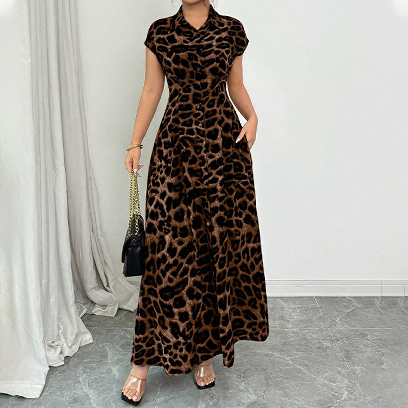 👗 Elegantes Damen-Kleid mit Leopardenprint & Reverskragen – stilvoll, figurbetont & perfekt für Büro, Dinner & besondere Anlässe 🐆✨