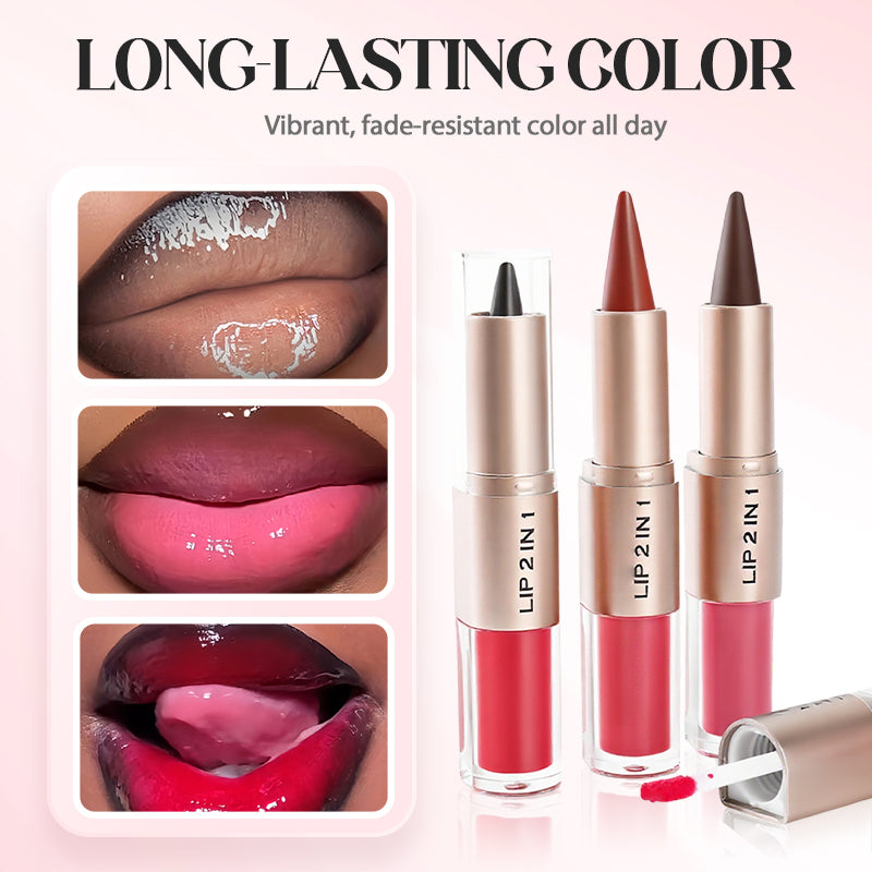 2-in-1 Matte Lipstick & Shine Lip Gloss