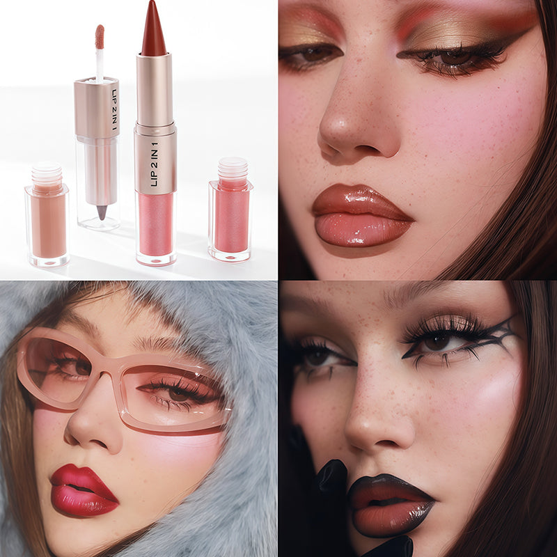 2-in-1 Matte Lipstick & Shine Lip Gloss
