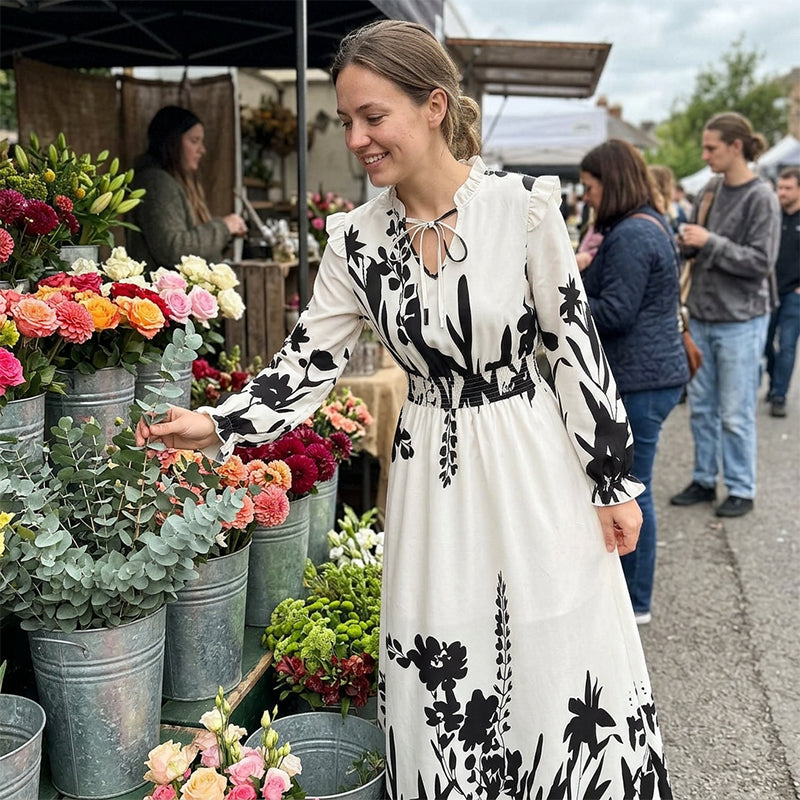 📢📢40% RABATT!! ⏰Elegantes Maxikleid mit Blumenmuster für Damen