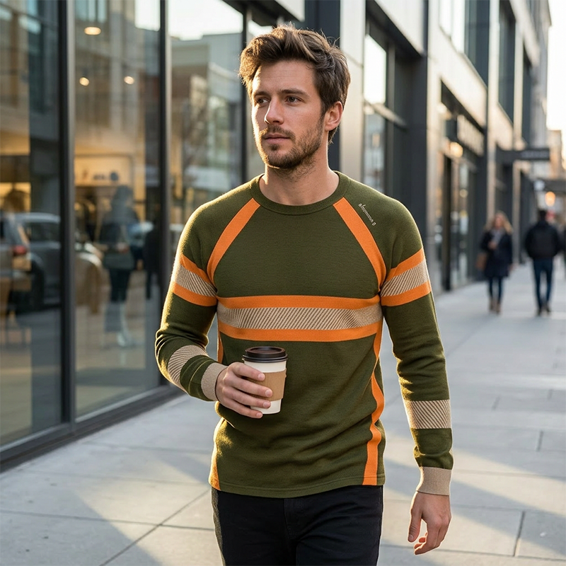 👔 Herren-Sport-Freizeit-Langarmshirt mit Kontraststreifen – atmungsaktiv, elastisch & vielseitig für Training, Alltag & Freizeit 🏃‍♂️🧥