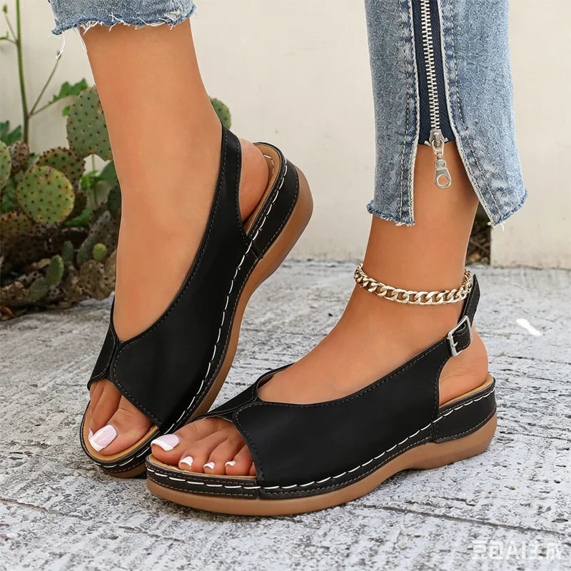 👡 60% RABATT! ✨ Bequeme Vintage-Sandalen mit offenem Zehenbereich für Damen – Leichte Sohle & verstellbarer Riemen – Perfekt für Sommer, Strand oder Stadtbummel – stilvoller Retro-Chic für jeden Tag ☀️
