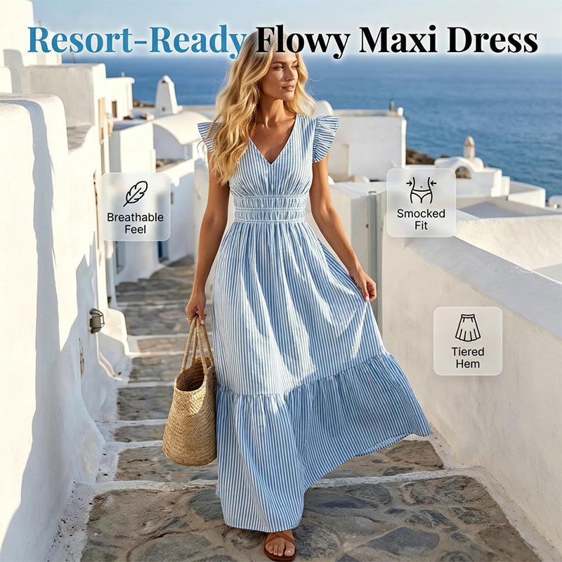 Elegantes, fließendes Sommer-Maxikleid