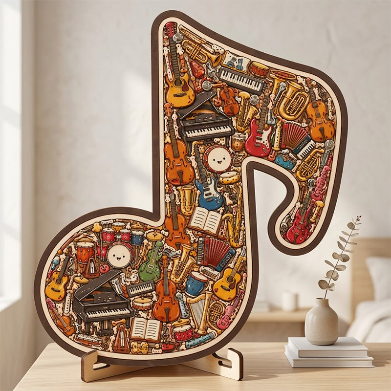 Holzpuzzle mit Notenmotiven – aus umweltfreundlichem Material, wunderschönes Deko-Stück. Tolles Geschenk für Musiker und Puzzle-Fans! 🧩💚