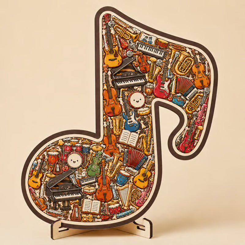 Holzpuzzle mit Notenmotiven – aus umweltfreundlichem Material, wunderschönes Deko-Stück. Tolles Geschenk für Musiker und Puzzle-Fans! 🧩💚