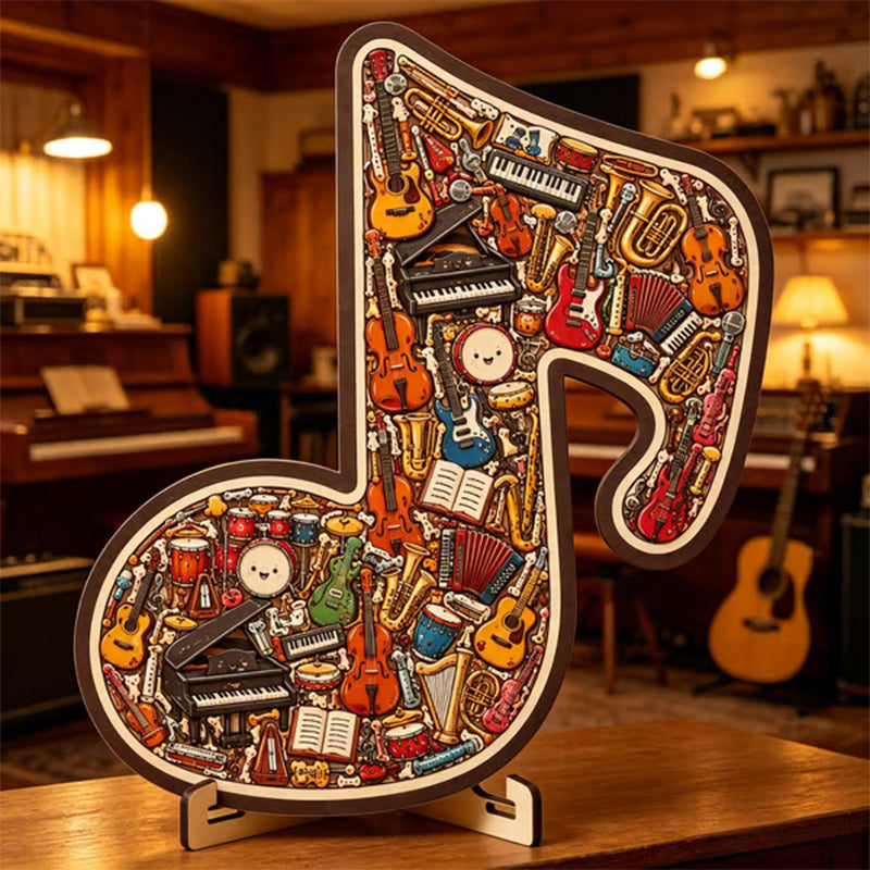 Holzpuzzle mit Notenmotiven – aus umweltfreundlichem Material, wunderschönes Deko-Stück. Tolles Geschenk für Musiker und Puzzle-Fans! 🧩💚