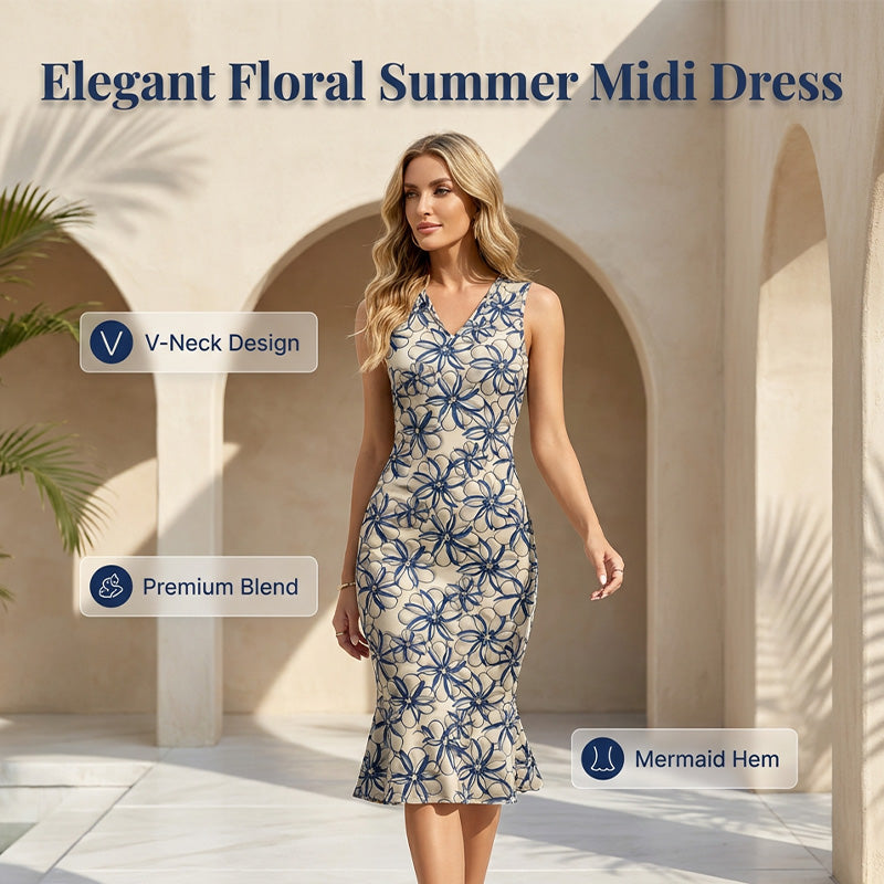 Elegant Floral Summer Midi Dress
