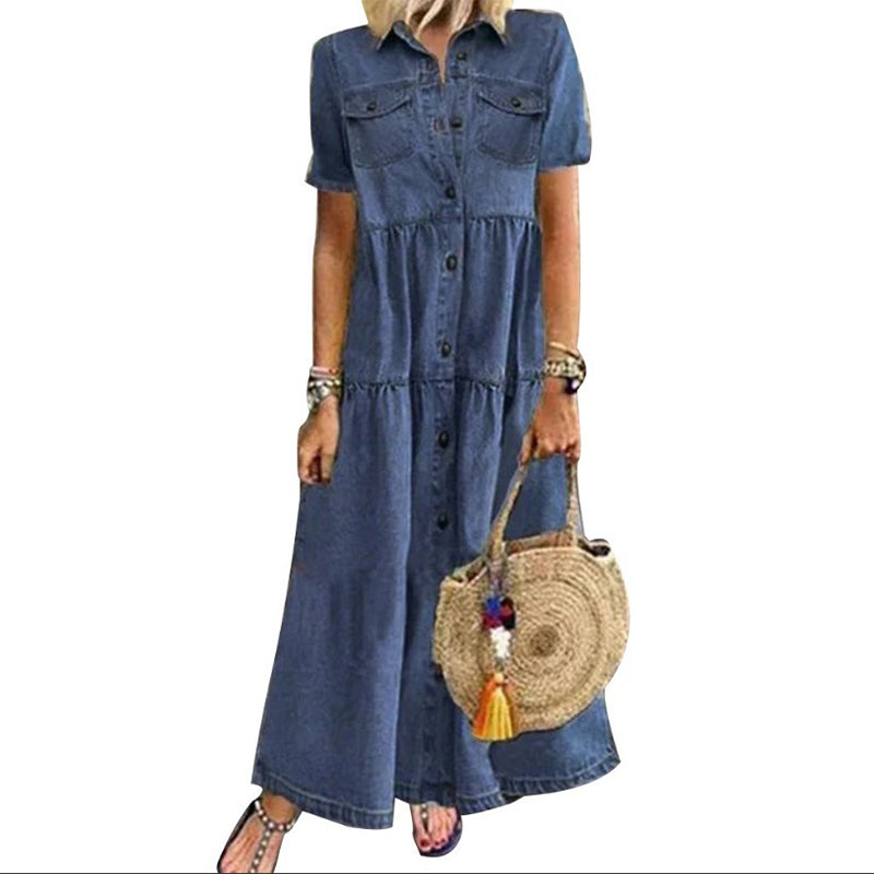 👗✨Vintage-Jeans-Maxikleid für Damen – Lässiger Chic für jeden Tag🔥