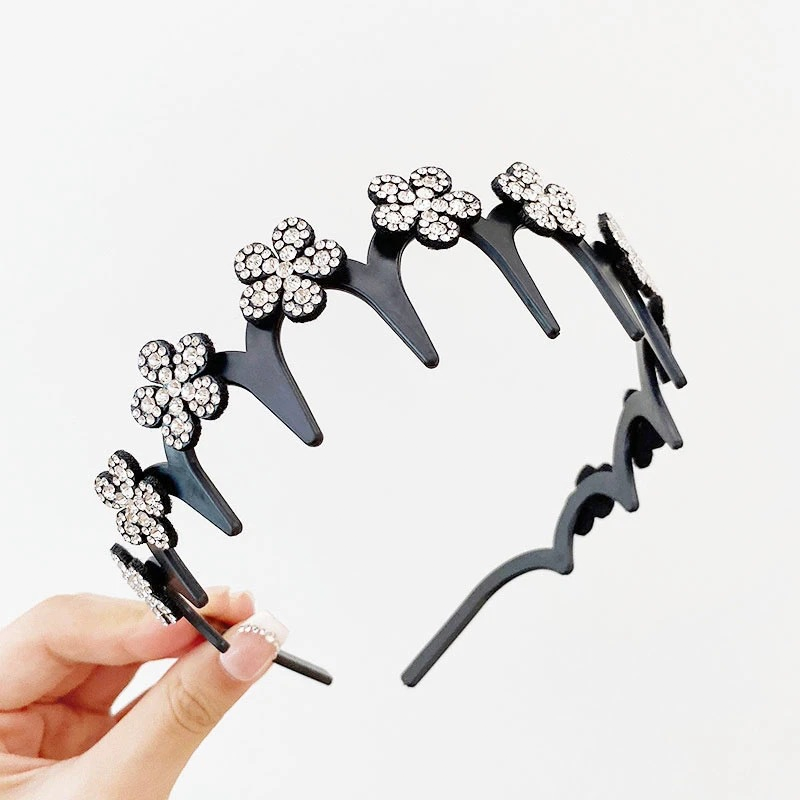 Gluschwein - Set mit gewelltem Kristall-Haarreif – Leichtes, rutschfestes, feminines Haaraccessoire, funkelnder, kristallbesetzter Haarreif in Wellenform für Hochzeiten und den Alltag, feminine Accessoires
