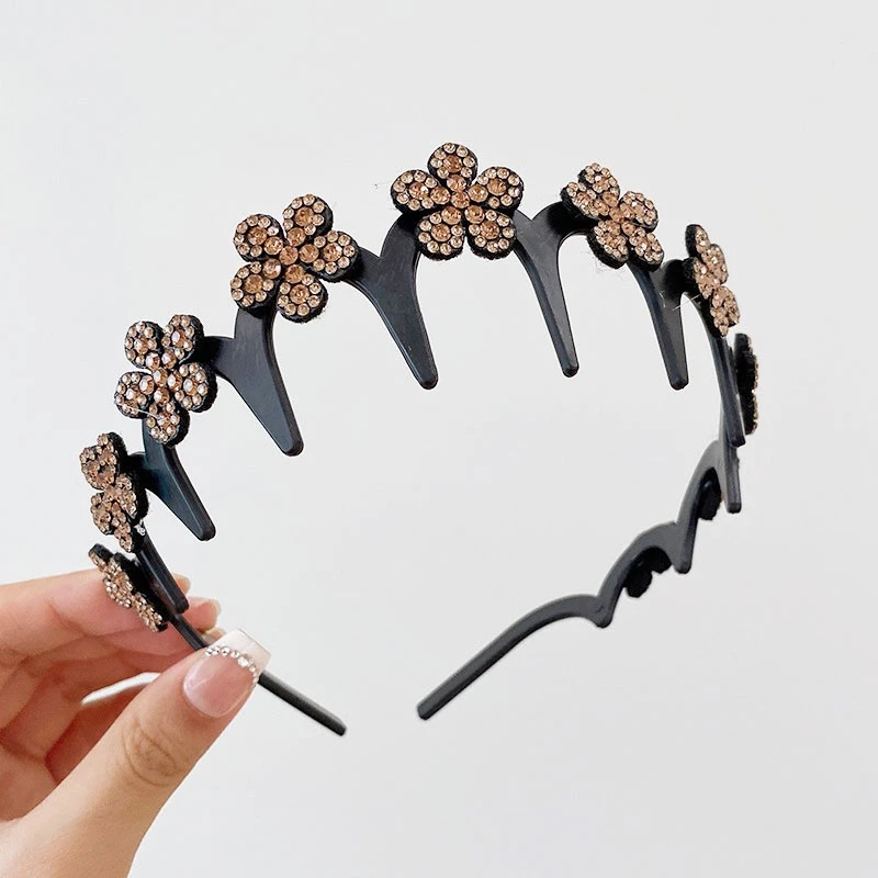 Gluschwein - Set mit gewelltem Kristall-Haarreif – Leichtes, rutschfestes, feminines Haaraccessoire, funkelnder, kristallbesetzter Haarreif in Wellenform für Hochzeiten und den Alltag, feminine Accessoires