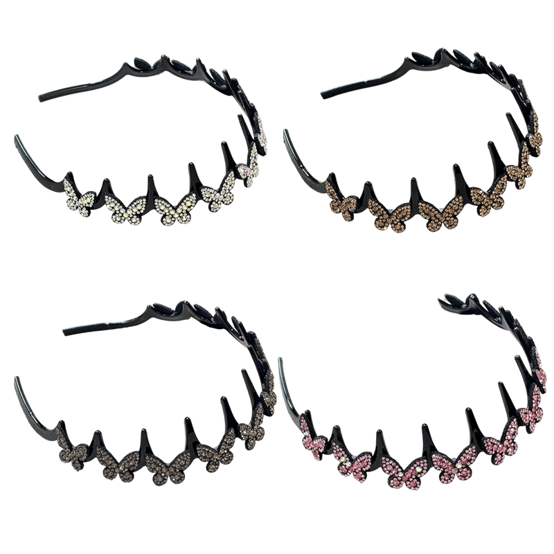 Gluschwein - Set mit gewelltem Kristall-Haarreif – Leichtes, rutschfestes, feminines Haaraccessoire, funkelnder, kristallbesetzter Haarreif in Wellenform für Hochzeiten und den Alltag, feminine Accessoires