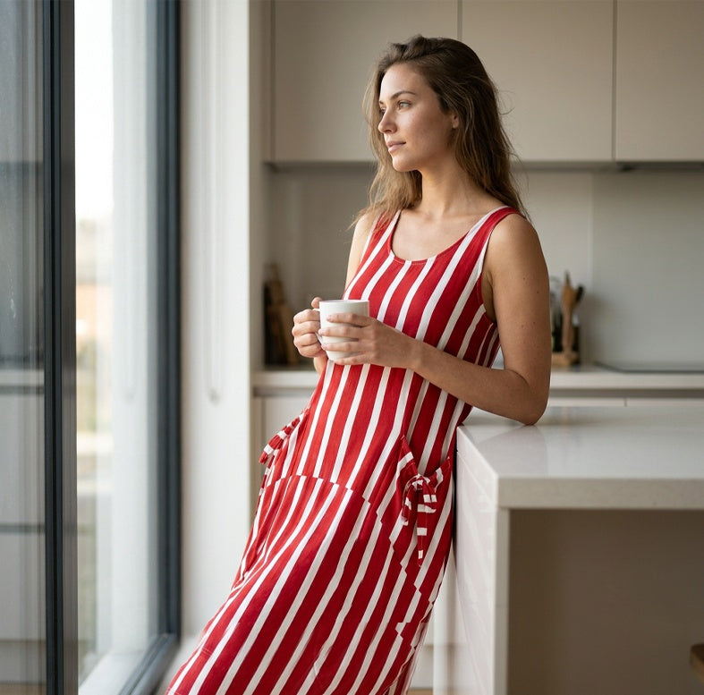 Gluschwein - 🌺Gestreiftes, ärmelloses Maxikleid für Damen