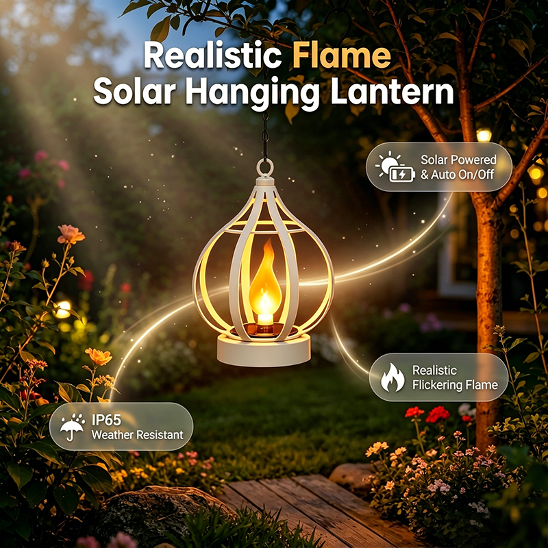 Gluschwein - Realistische Flamme Solar-Hängelaterne