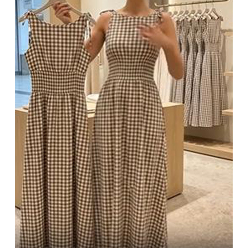Gluschwein - 👗 Retro-Maxikleid in Karo-Optik – mit Smok-Oberteil & verstellbaren Trägern, bequem & elegant für Alltag, Strand & Sommer 🌸☀️