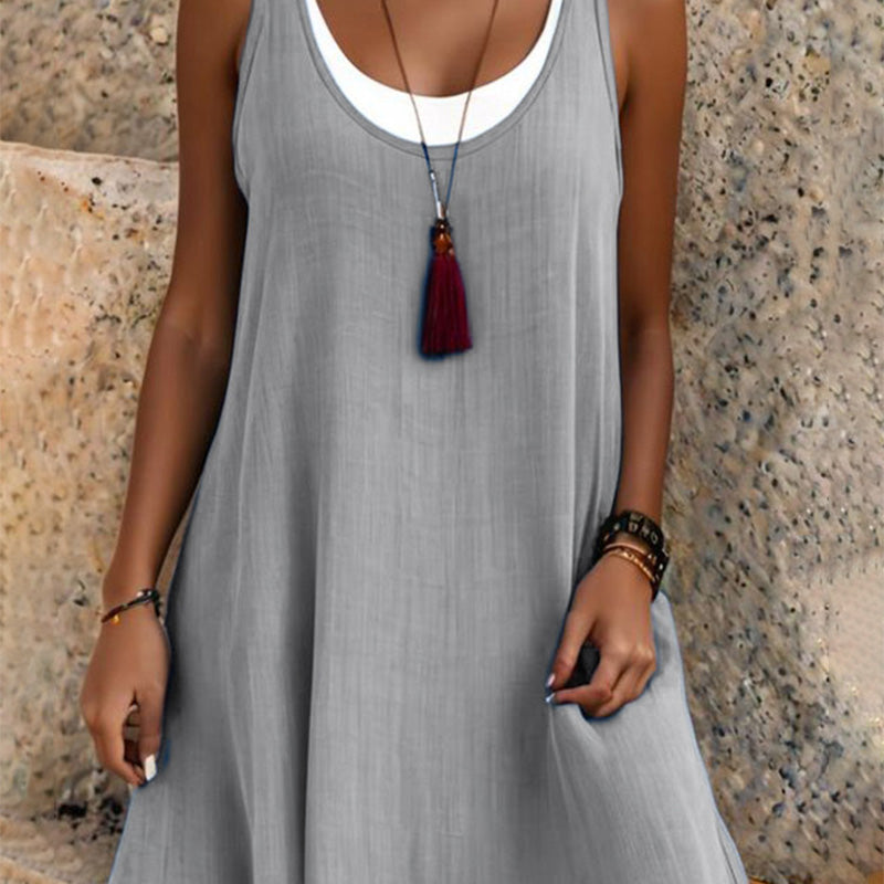 ⏰Letzter Tag des Schlussverkaufs – 50 % Rabatt💃Lässiges, locker sitzendes, ärmelloses, zweiteiliges Tank-Kleid für Damen