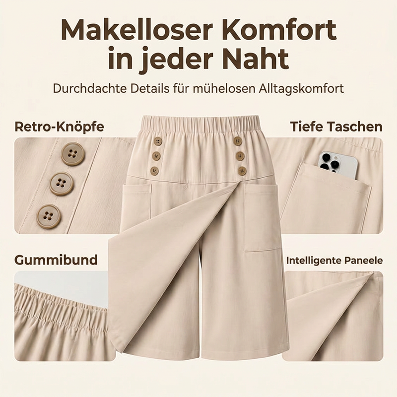 🔥 Letzter Tag! 50% Rabatt Damen Wickel-Skort knielang 🌿 Asymmetrischer Retro-Hosenrock mit Taschen – figurfreundlich & alltagstauglich