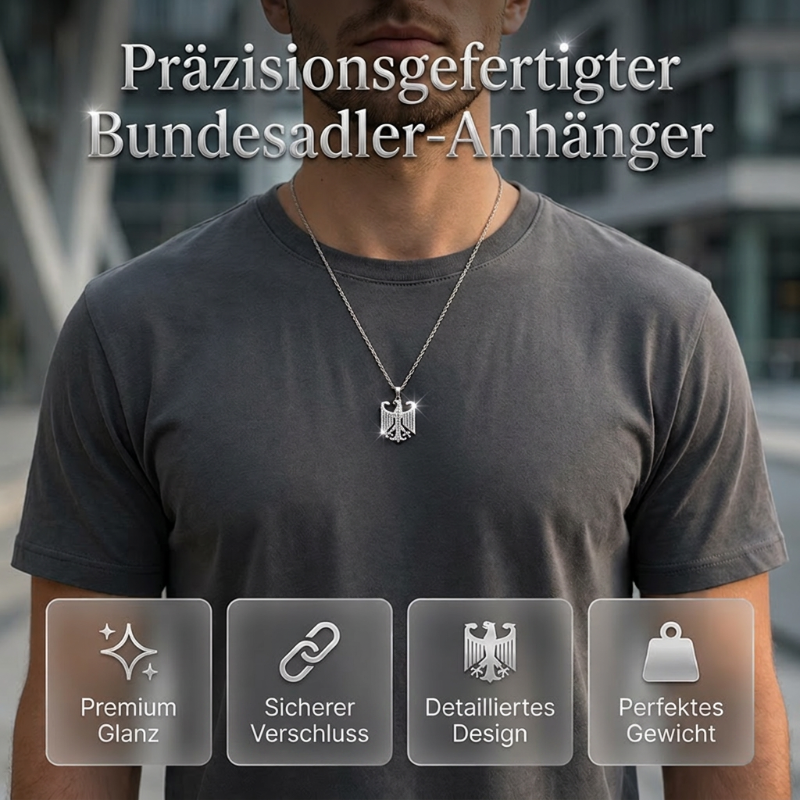 Gluschwein - 🦅🇩🇪 Halskette mit Bundesadler-Emblem – 60% RABATT! Trage deine Verbundenheit mit Stolz – edles Design, hochwertig verarbeitet. 🔥✨