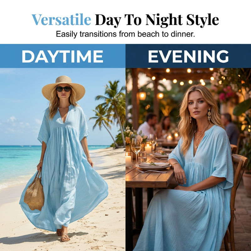 👗☀️ Fließendes V-Ausschnitt-Maxikleid – luftig und bequem