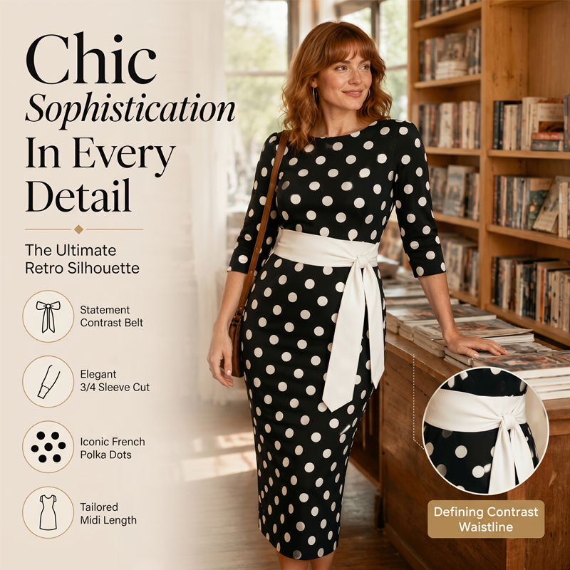 Gluschwein - 👗🌸 Elegantes Retro-Polka-Kleid – zeitlos, feminin & vielseitig – perfekt für Alltag, Büro & besondere Anlässe