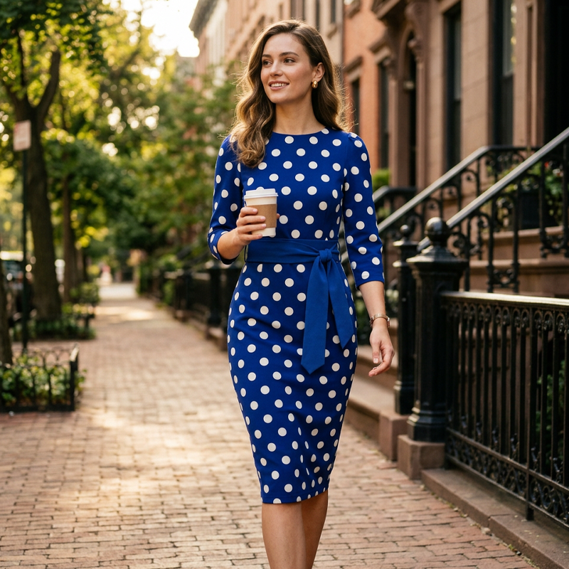 Gluschwein - 👗🌸 Elegantes Retro-Polka-Kleid – zeitlos, feminin & vielseitig – perfekt für Alltag, Büro & besondere Anlässe