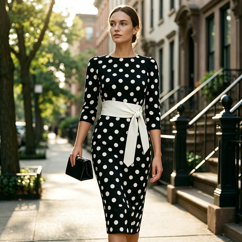 Gluschwein - 👗🌸 Elegantes Retro-Polka-Kleid – zeitlos, feminin & vielseitig – perfekt für Alltag, Büro & besondere Anlässe