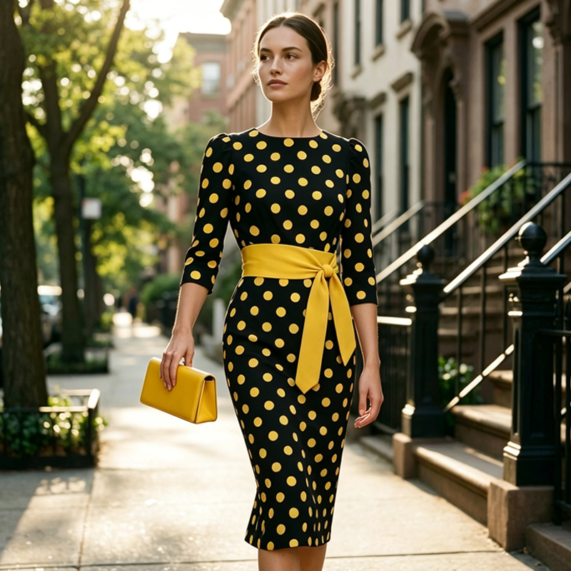 Gluschwein - 👗🌸 Elegantes Retro-Polka-Kleid – zeitlos, feminin & vielseitig – perfekt für Alltag, Büro & besondere Anlässe