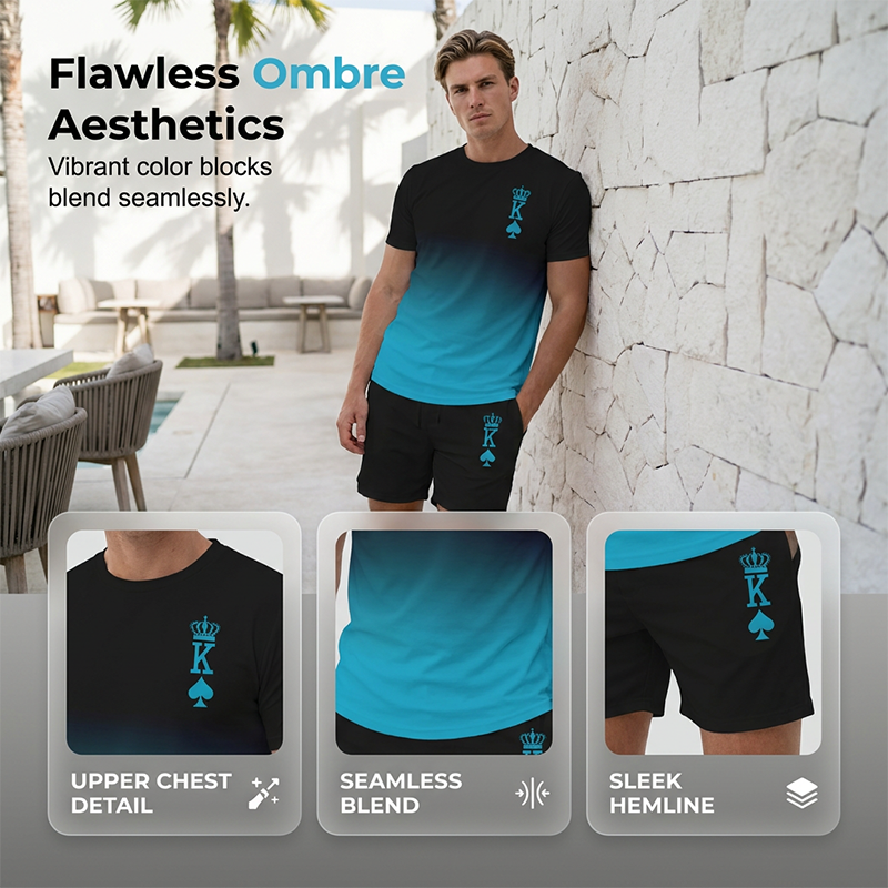 ☀️ Herren 3D-Farbverlauf T-Shirt & Shorts Set – Lässiges Sommer 2-teiliges Outfit | Jetzt im Sommerausverkauf 🔥