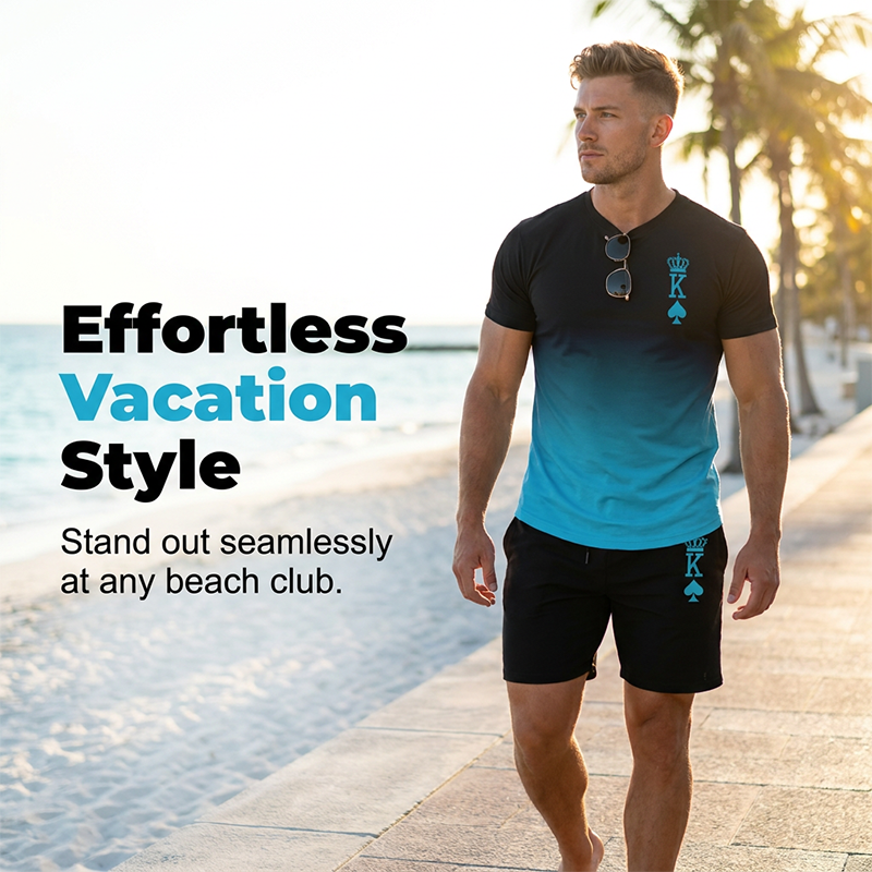 ☀️ Herren 3D-Farbverlauf T-Shirt & Shorts Set – Lässiges Sommer 2-teiliges Outfit | Jetzt im Sommerausverkauf 🔥