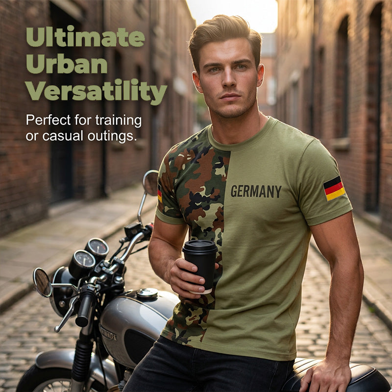 👕 Herren Camouflage Patchwork Rundhals-T-Shirt – lässiger Military-Look, atmungsaktiv & bequem – perfekt für Alltag, Outdoor & Freizeit