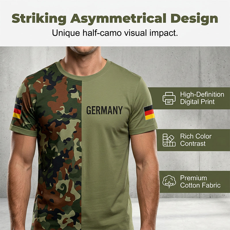 👕 Herren Camouflage Patchwork Rundhals-T-Shirt – lässiger Military-Look, atmungsaktiv & bequem – perfekt für Alltag, Outdoor & Freizeit