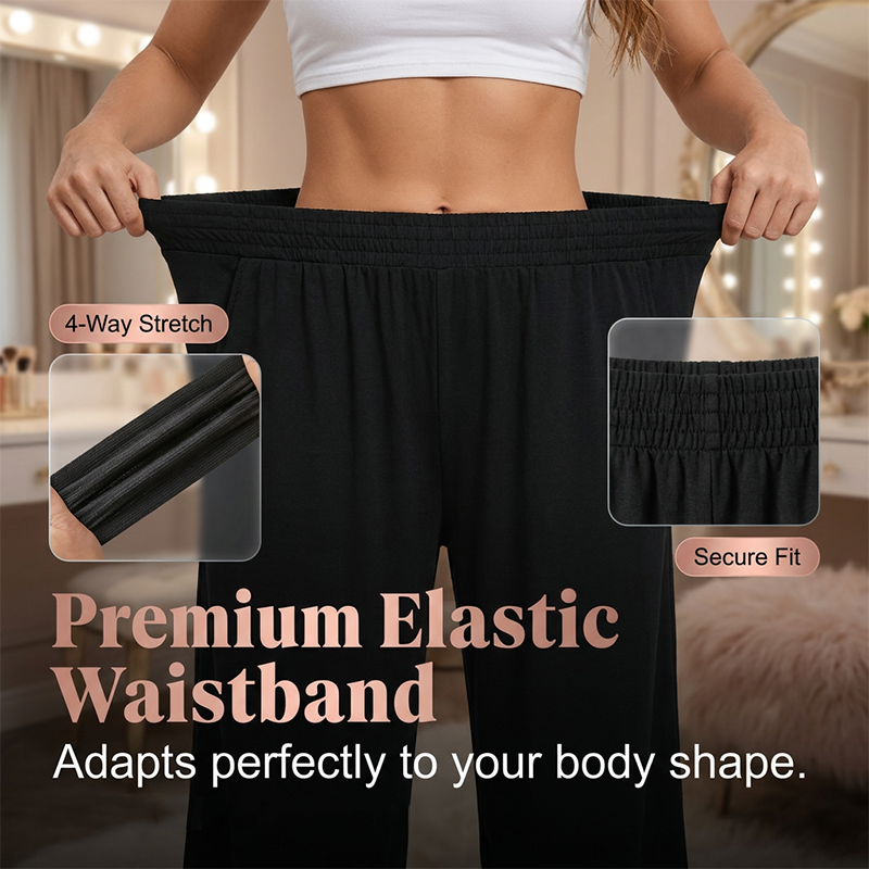 Damen-Cropped-Hose mit Rüschen, weitem Bein und hoher Dehnbarkeit