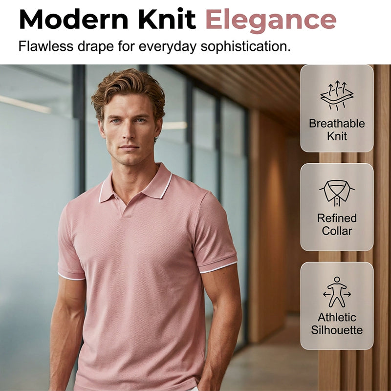 Herren Lässiges V-Ausschnitt T-Shirt mit Kontrastkragen Kurzarm Sommer-Top