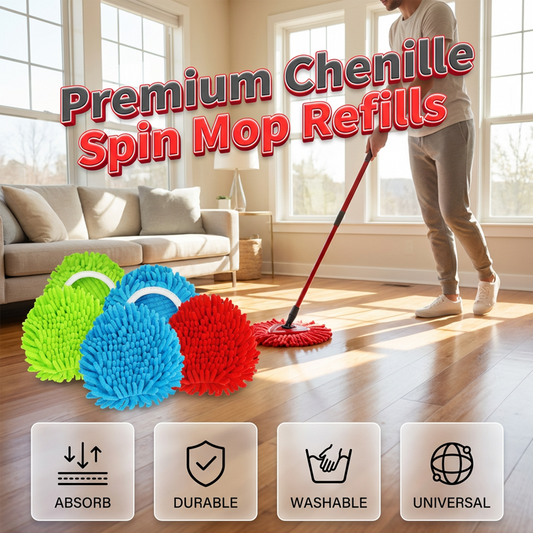 Gluschwein - 🧹 Ersatz-Mopkopf aus Chenille für Spinnmopp – hochwertiges Material, saugstark & langlebig – passend für die gängigsten Spinnmopp-Modelle