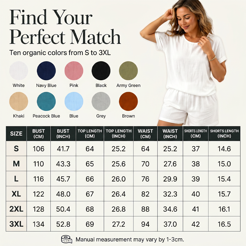 👚 2-teiliges Set – Kurzarm-Oberteil & Shorts für Damen – bequem, luftig & perfekt aufeinander abgestimmt – ideal für warme Tage, Strand & Freizeit