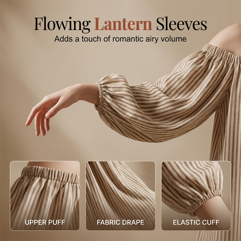 👗 60% RABATT! 🎁 Damen schulterfreies Maxi-Kleid mit Laternenärmeln – Romantisch & luftig – Perfekt für Sommer, Beachpartys oder elegante Abende – femininer Look mit viel Bewegung 🌸✨