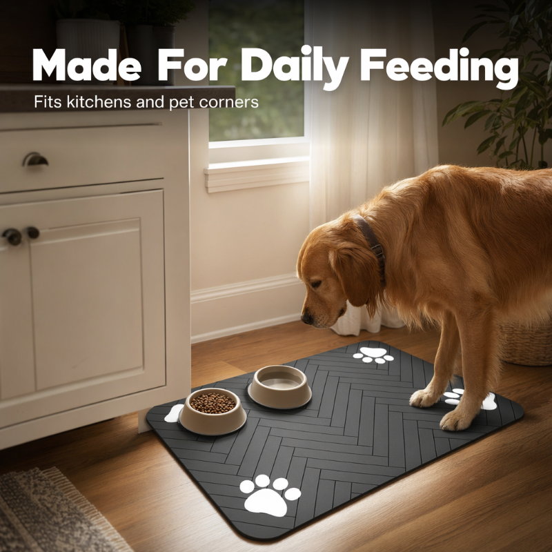 Gluschwein - 🐾 Diatomeenerde-Futterunterlage für Hunde & Katzen – schmutzabweisend, rutschfest & leicht zu reinigen, ideal für die tägliche Fütterung 🍽️