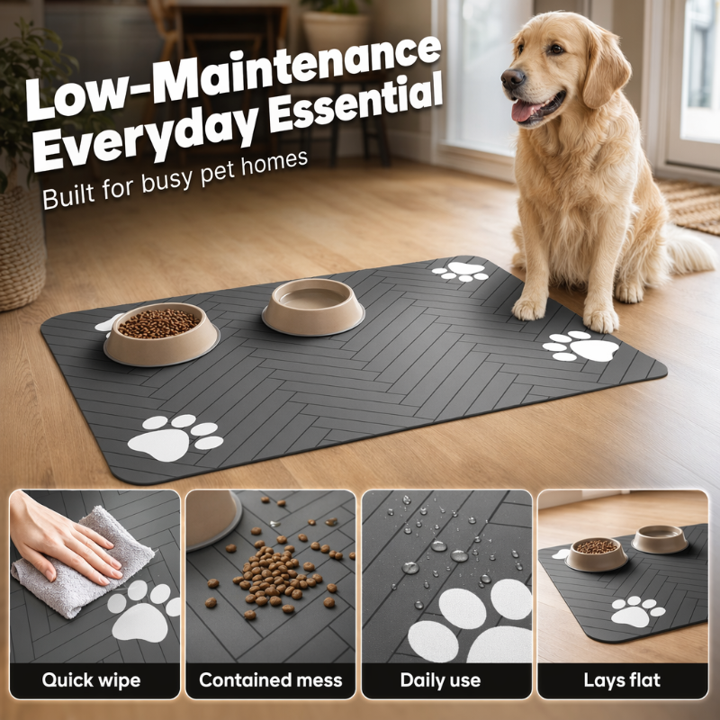 Gluschwein - 🐾 Diatomeenerde-Futterunterlage für Hunde & Katzen – schmutzabweisend, rutschfest & leicht zu reinigen, ideal für die tägliche Fütterung 🍽️