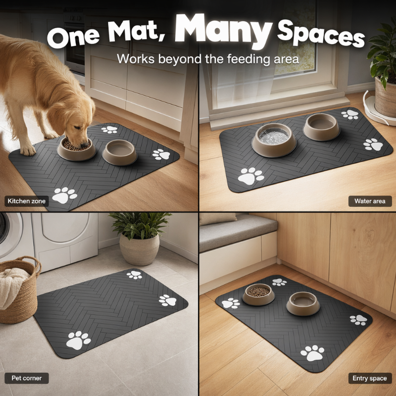 Gluschwein - 🐾 Diatomeenerde-Futterunterlage für Hunde & Katzen – schmutzabweisend, rutschfest & leicht zu reinigen, ideal für die tägliche Fütterung 🍽️