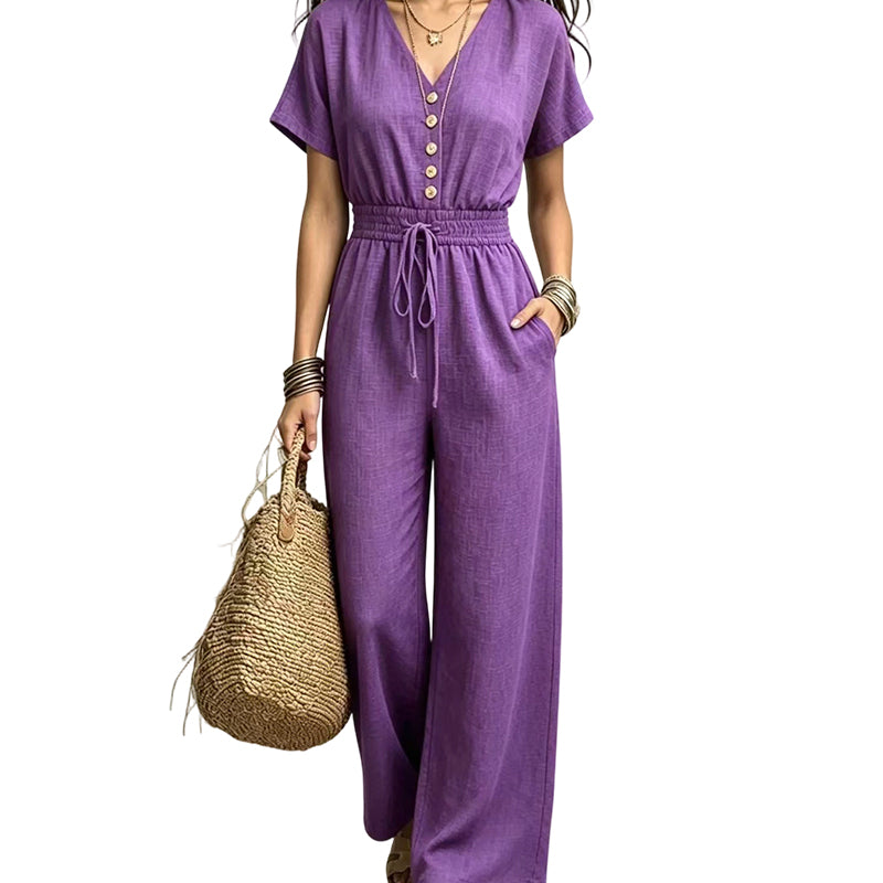 ⏰ Countdown läuft – 50% nur noch 3 Tage! ⌛Zeitlich begrenztes Angebot – Jumpsuit für Damen mit tailliertem Schnitt und V-Ausschnitt