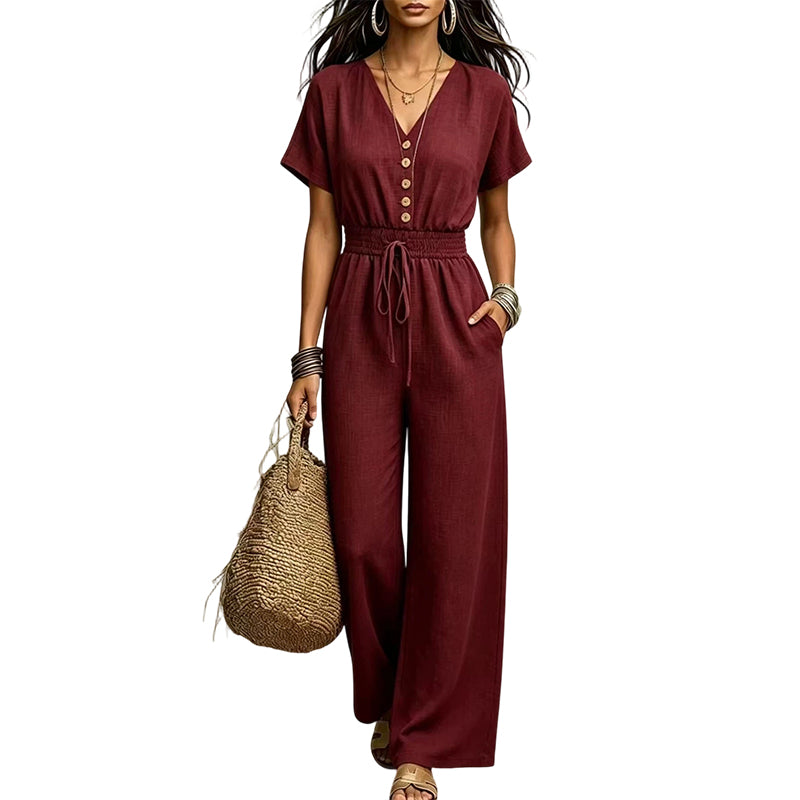 ⏰ Countdown läuft – 50% nur noch 3 Tage! ⌛Zeitlich begrenztes Angebot – Jumpsuit für Damen mit tailliertem Schnitt und V-Ausschnitt