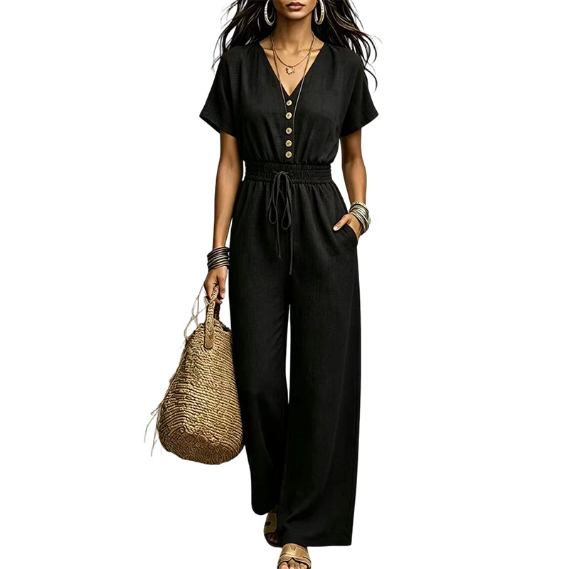 ⏰ Countdown läuft – 50% nur noch 3 Tage! ⌛Zeitlich begrenztes Angebot – Jumpsuit für Damen mit tailliertem Schnitt und V-Ausschnitt