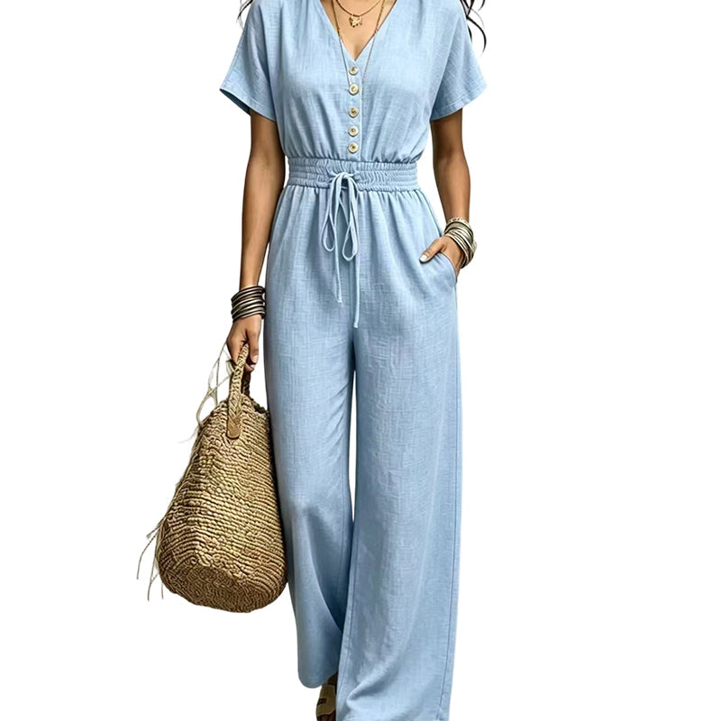⏰ Countdown läuft – 50% nur noch 3 Tage! ⌛Zeitlich begrenztes Angebot – Jumpsuit für Damen mit tailliertem Schnitt und V-Ausschnitt