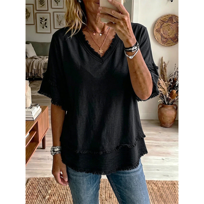 Women's V-Neck Casual Short Sleeve Top
