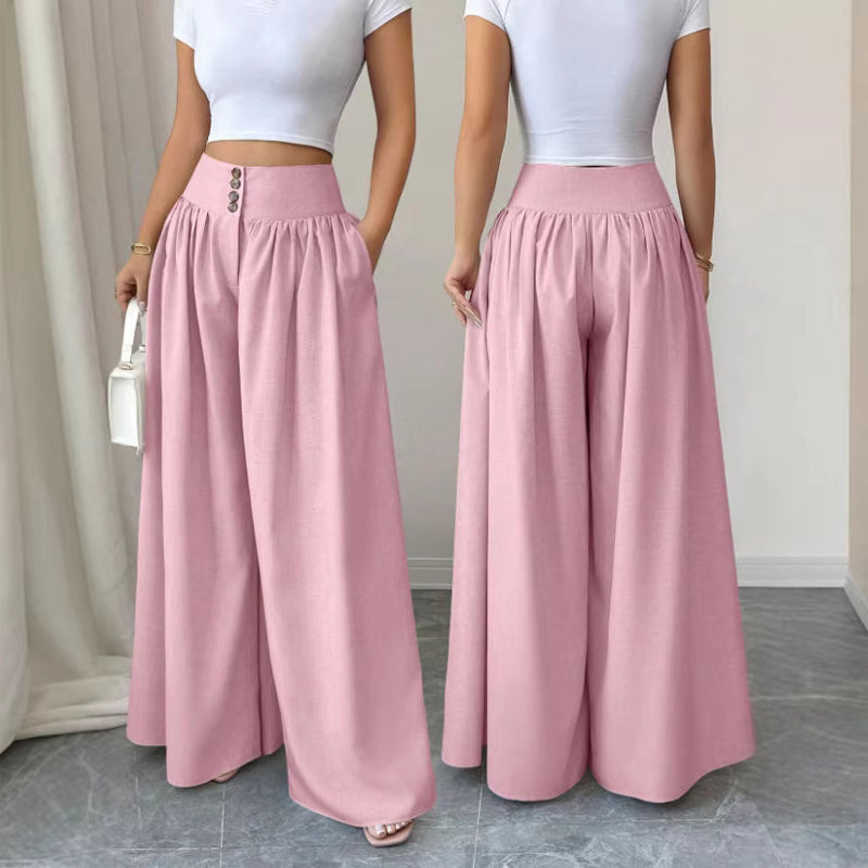 👖 ZEITLICH BEGRENZT 50% RABATT! ✨ Damen Hochbund Plissee Weites Bein Hose – Fließender Schnitt, Seitentaschen, Vielseitig 🌿